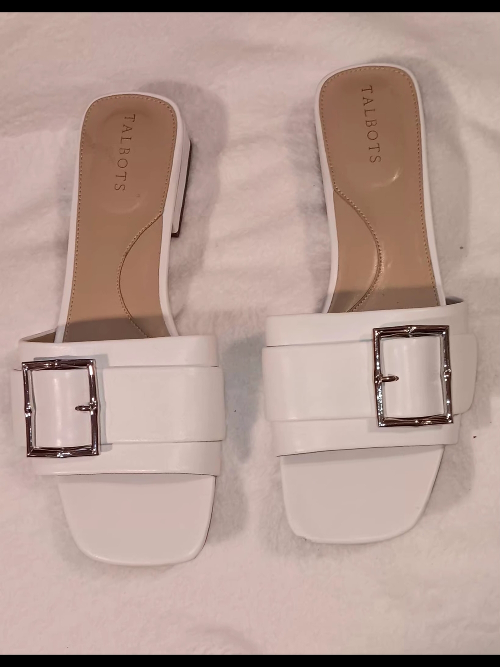 Talbots White Buckle Slide Sandals Size 11